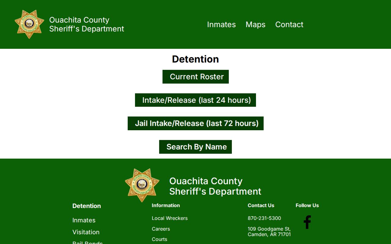 Ouachita County recent arrest roster time-window page